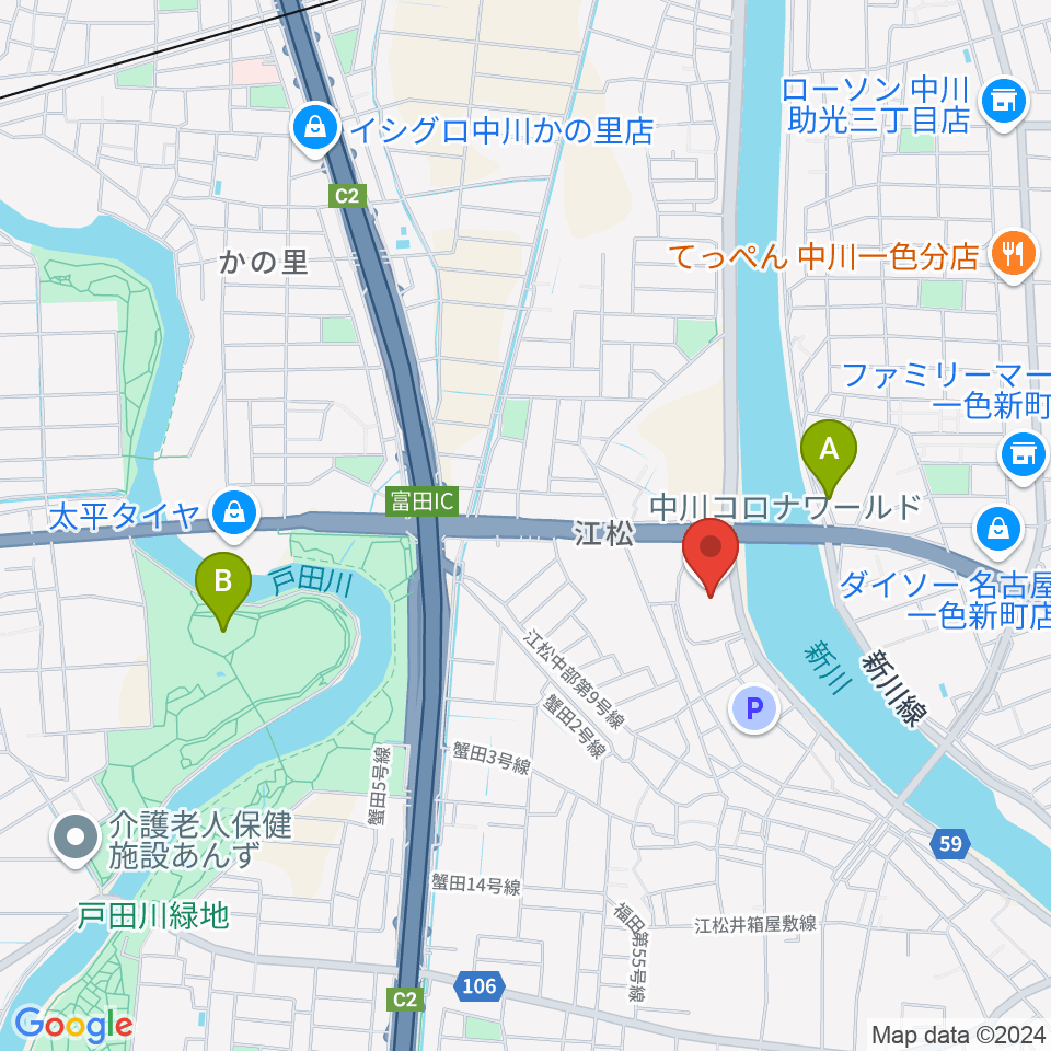 シネマワールド中川周辺のホテル一覧地図