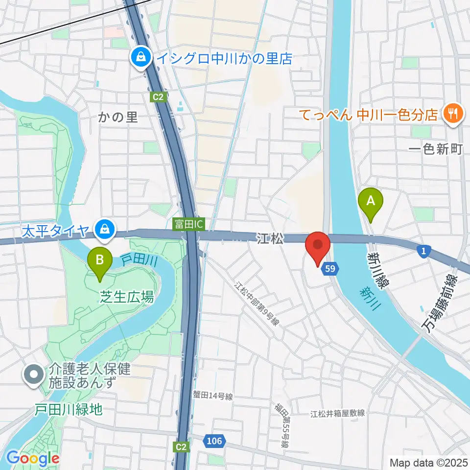 シネマワールド中川周辺のホテル一覧地図