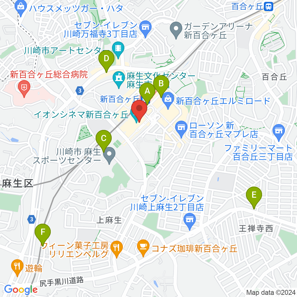 イオンシネマ新百合ヶ丘周辺のホテル一覧地図