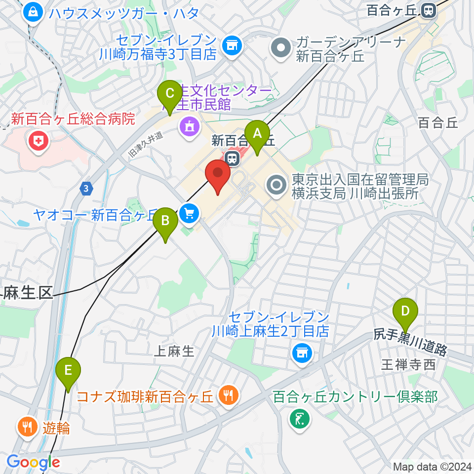 イオンシネマ新百合ヶ丘周辺のホテル一覧地図