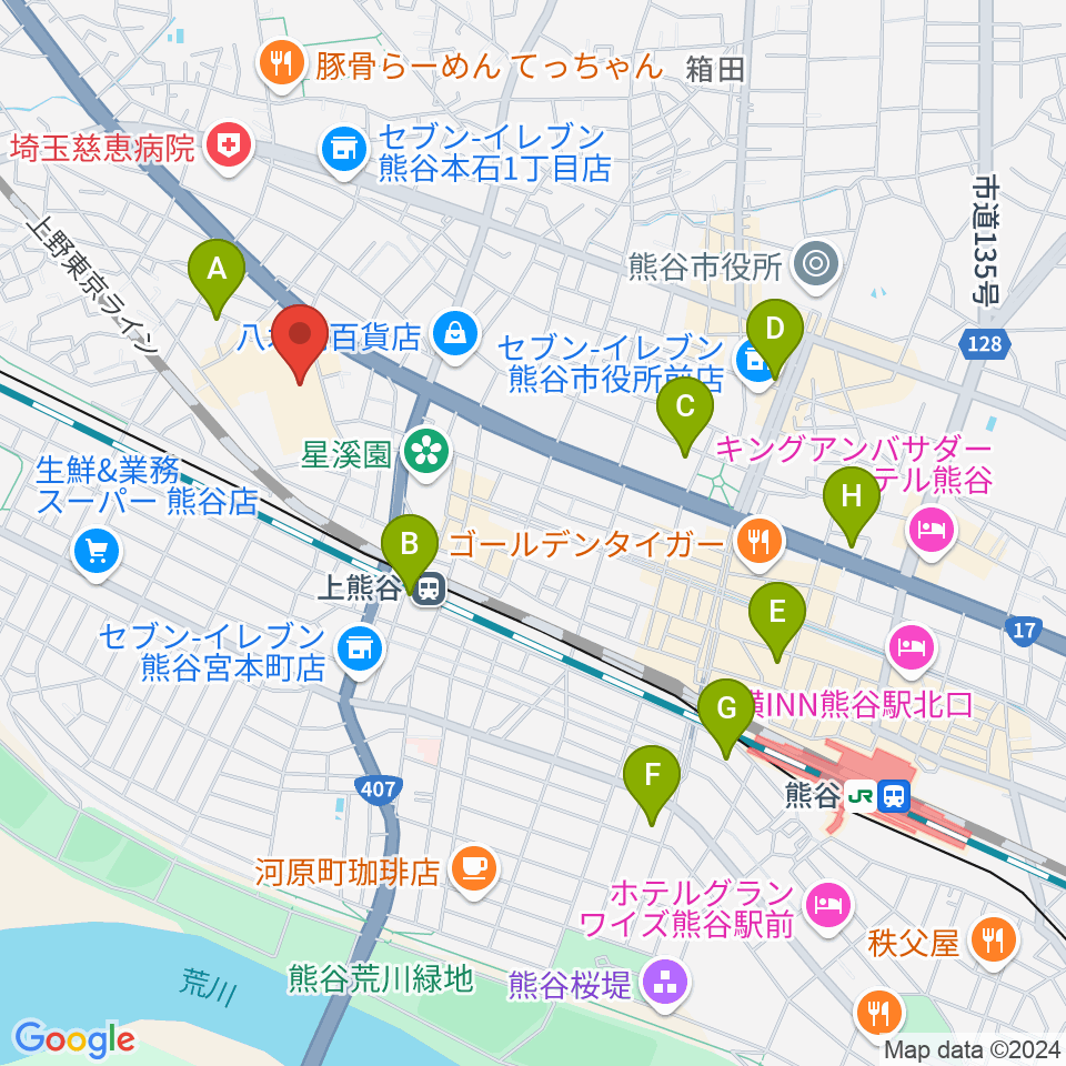 イオンシネマ熊谷周辺のホテル一覧地図