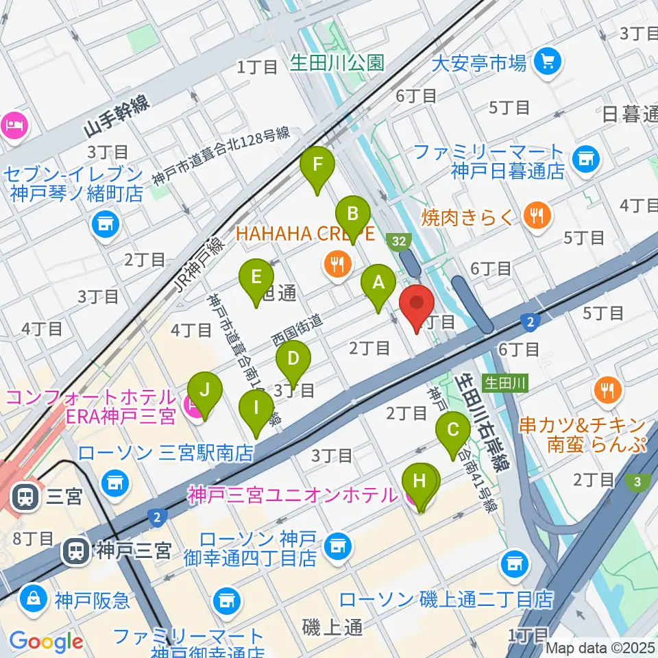 神戸ロッククラブ周辺のホテル一覧地図