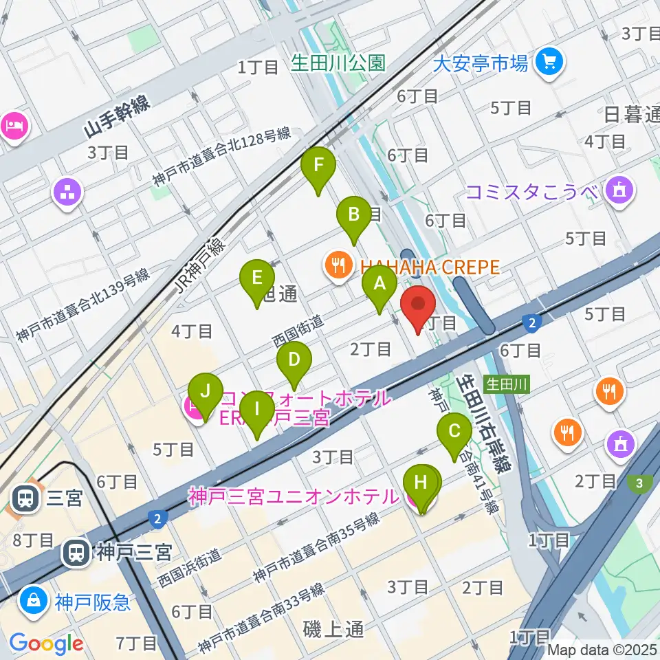 神戸ロッククラブ周辺のホテル一覧地図