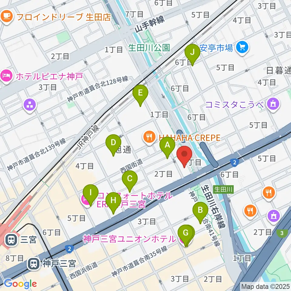 神戸ロッククラブ周辺のホテル一覧地図