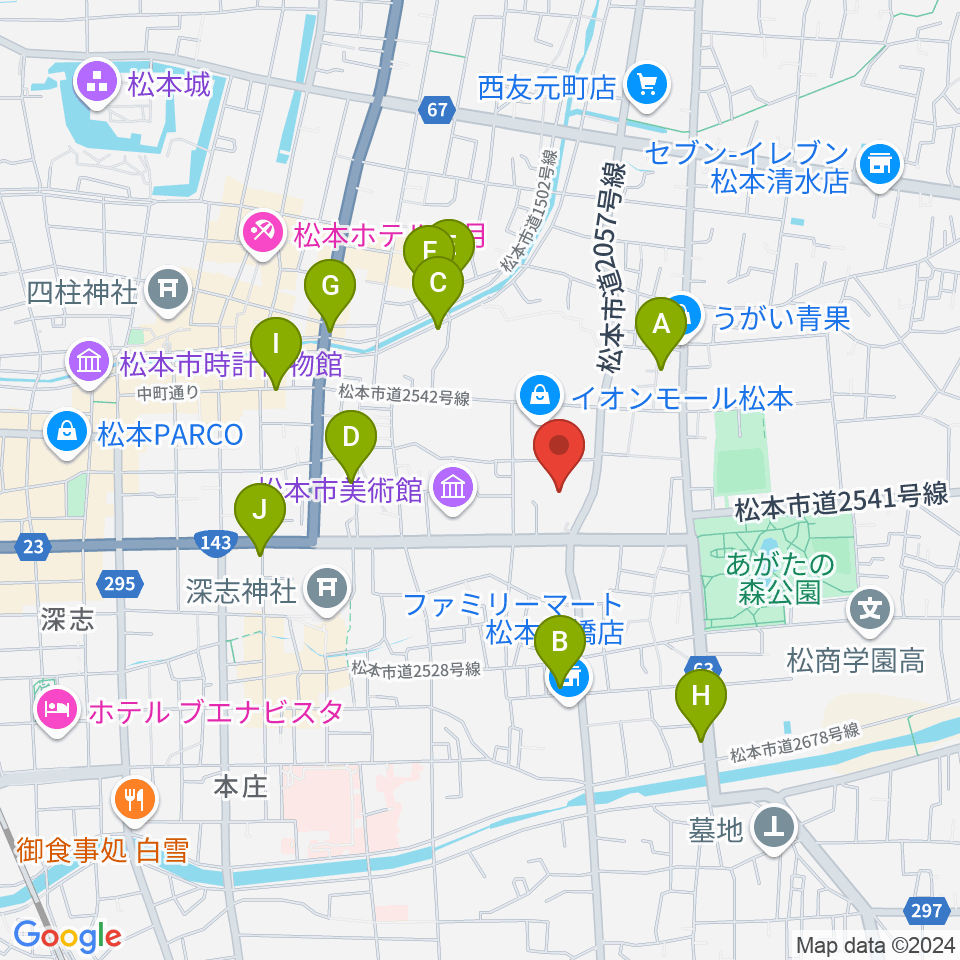 イオンシネマ松本周辺のホテル一覧地図