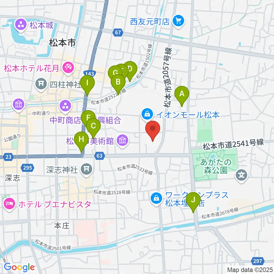 イオンシネマ松本周辺のホテル一覧地図