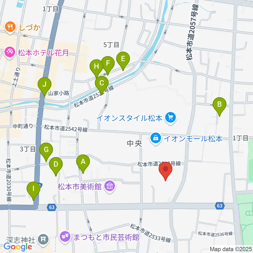 イオンシネマ松本周辺のホテル一覧地図