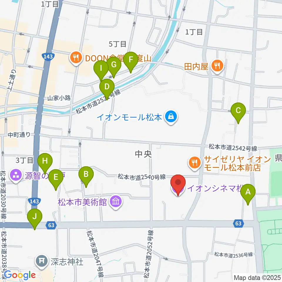 イオンシネマ松本周辺のホテル一覧地図