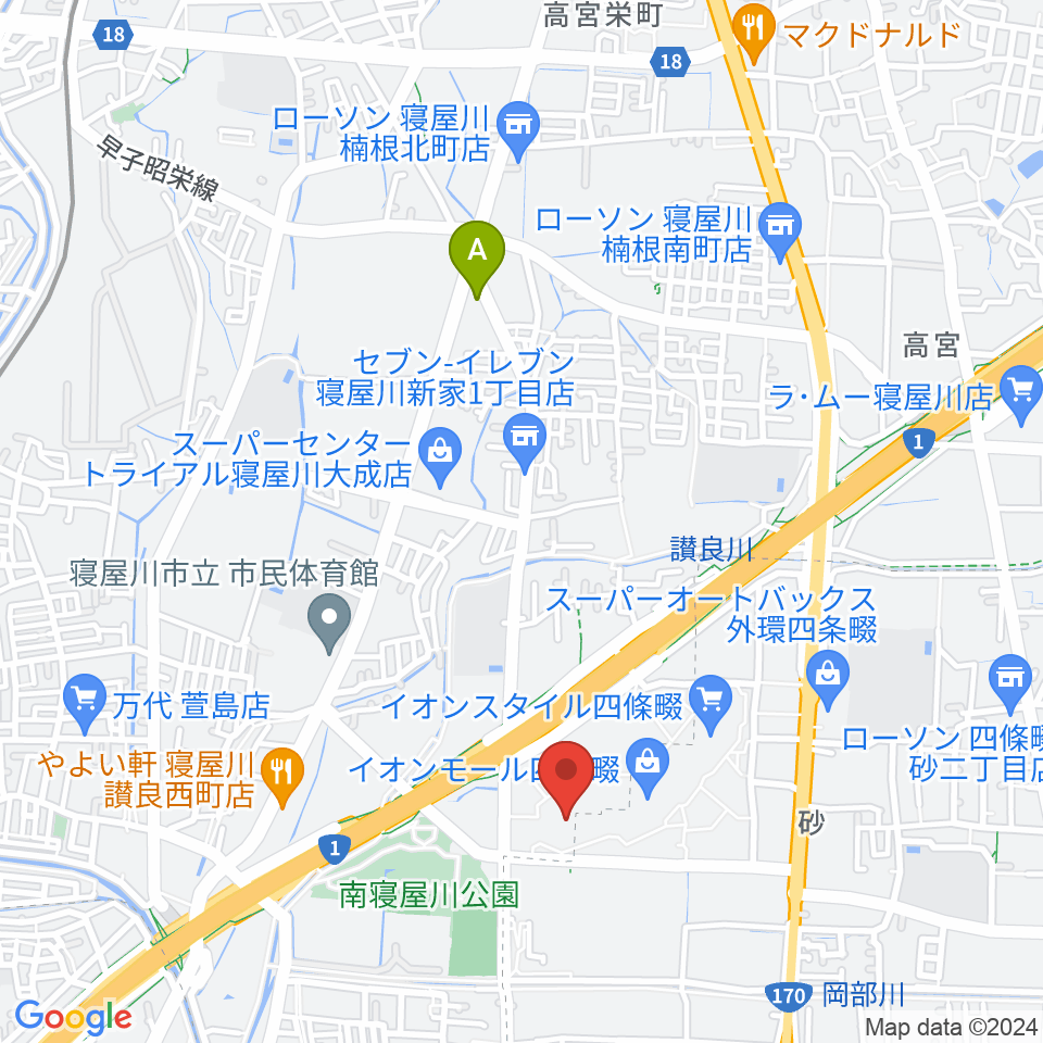 イオンシネマ四條畷周辺のホテル一覧地図