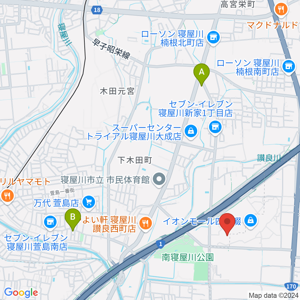 イオンシネマ四條畷周辺のホテル一覧地図