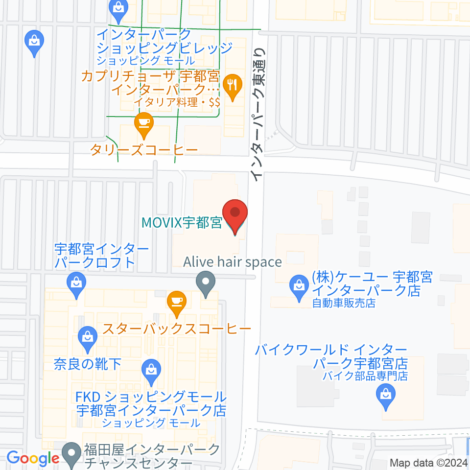 MOVIX宇都宮周辺のホテル一覧地図