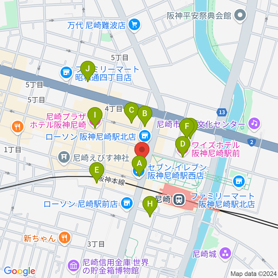 尼崎Scope周辺のホテル一覧地図