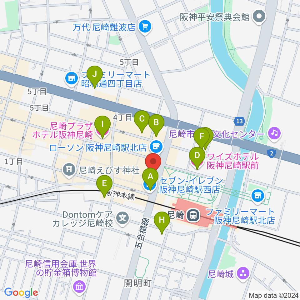 尼崎Scope周辺のホテル一覧地図