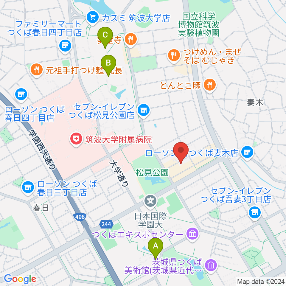 つくばFROG周辺のホテル一覧地図