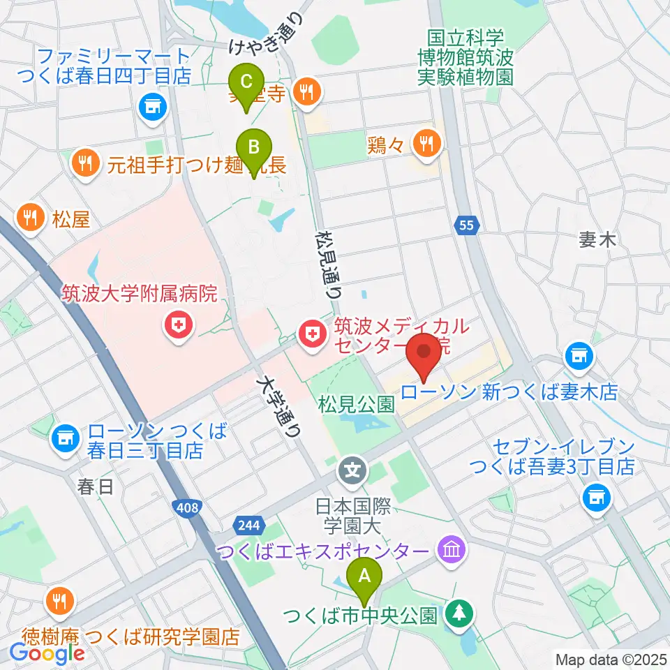 つくばFROG周辺のホテル一覧地図
