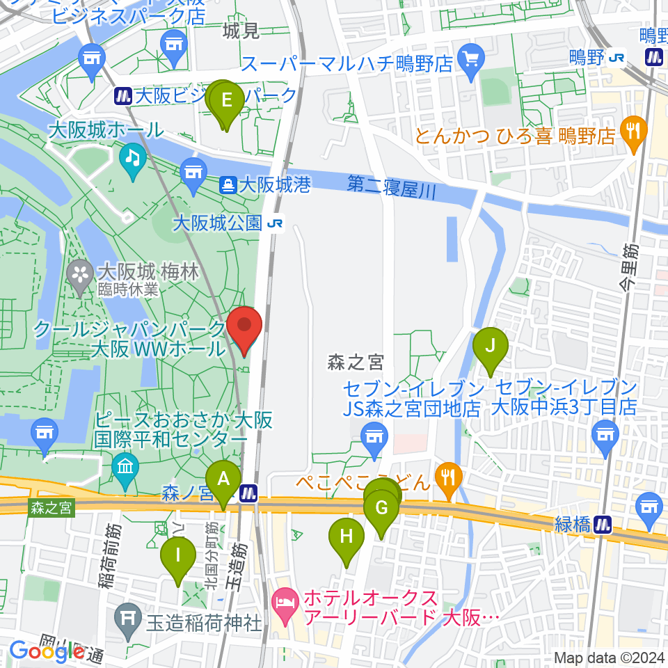 クールジャパンパーク大阪周辺のホテル一覧地図
