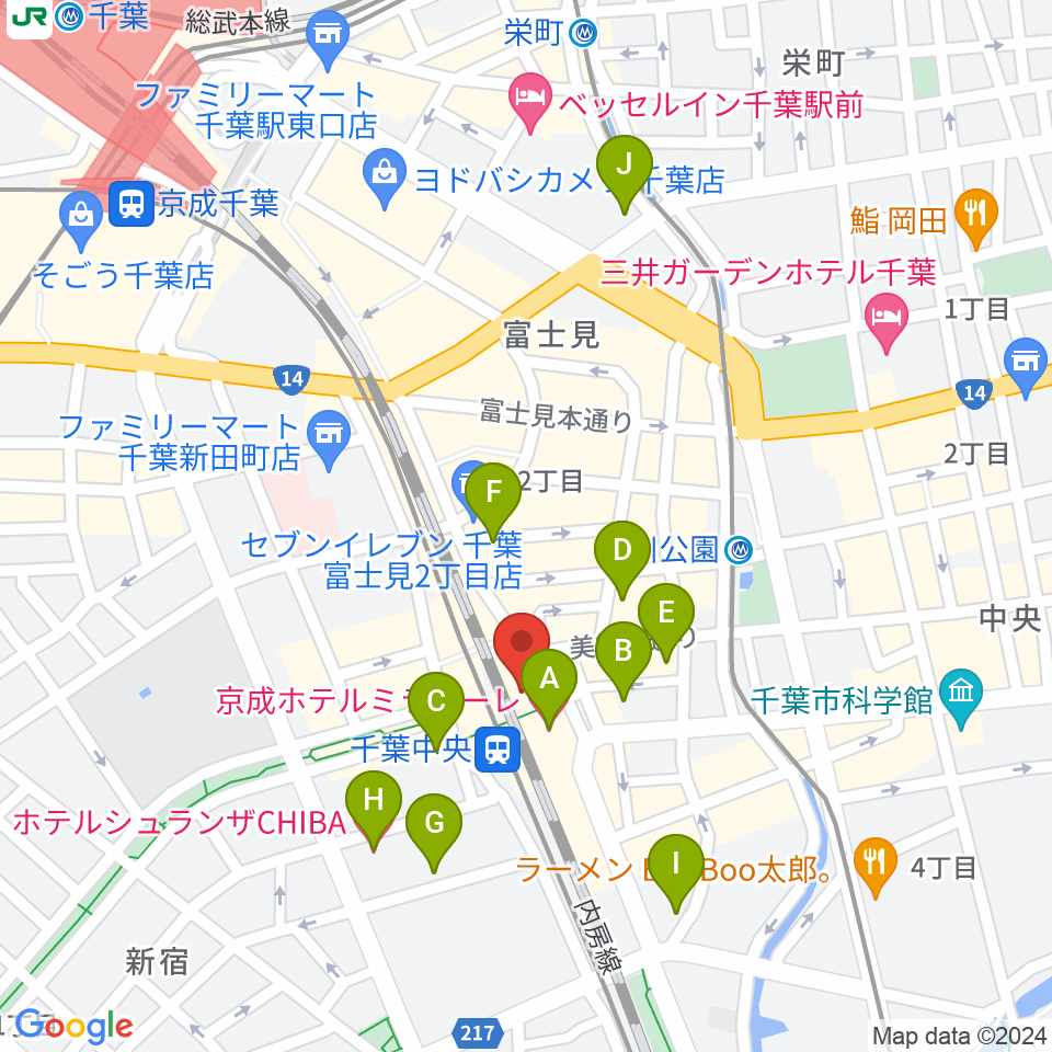 京成ローザ10周辺のホテル一覧地図