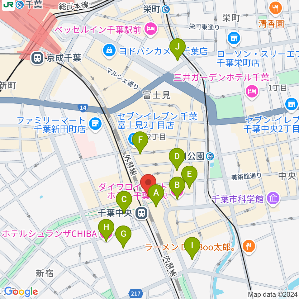 京成ローザ10周辺のホテル一覧地図