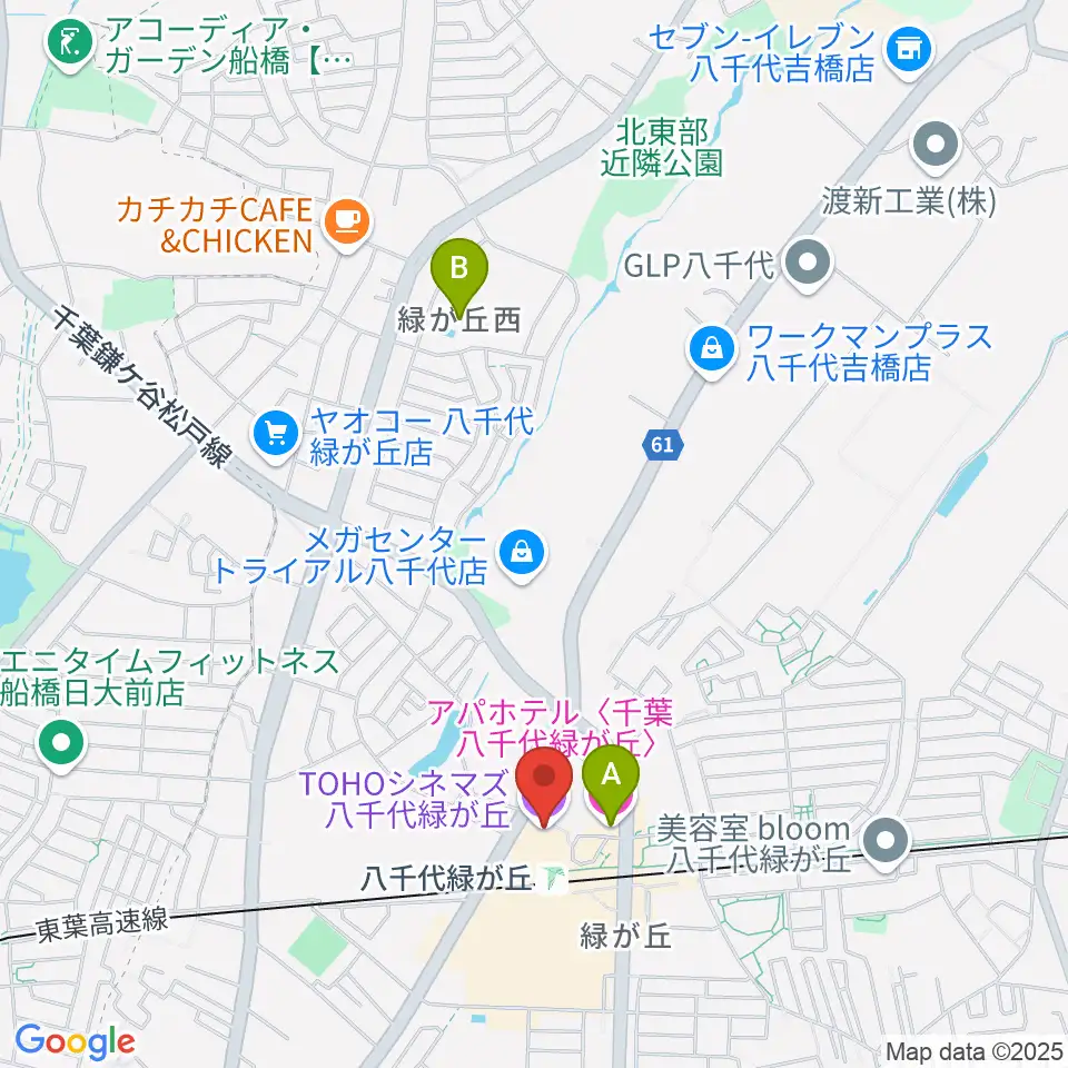 TOHOシネマズ八千代緑が丘周辺のホテル一覧地図