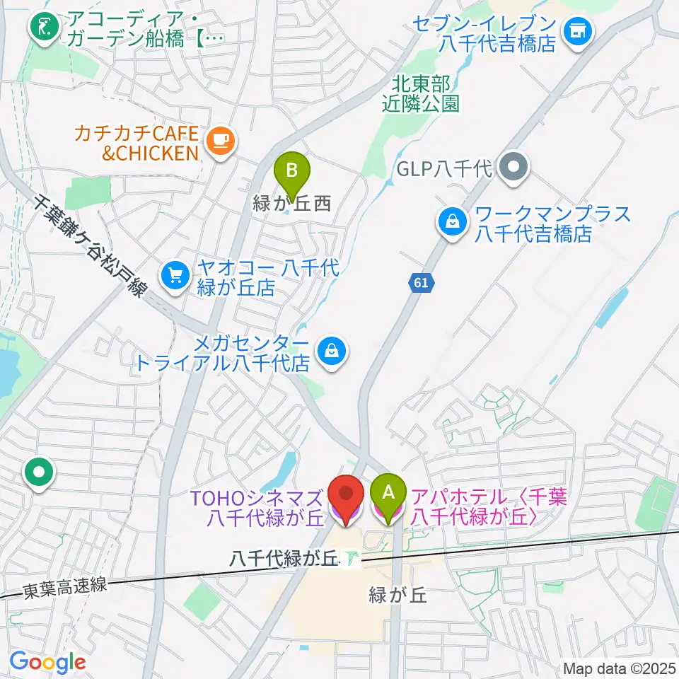 TOHOシネマズ八千代緑が丘周辺のホテル一覧地図