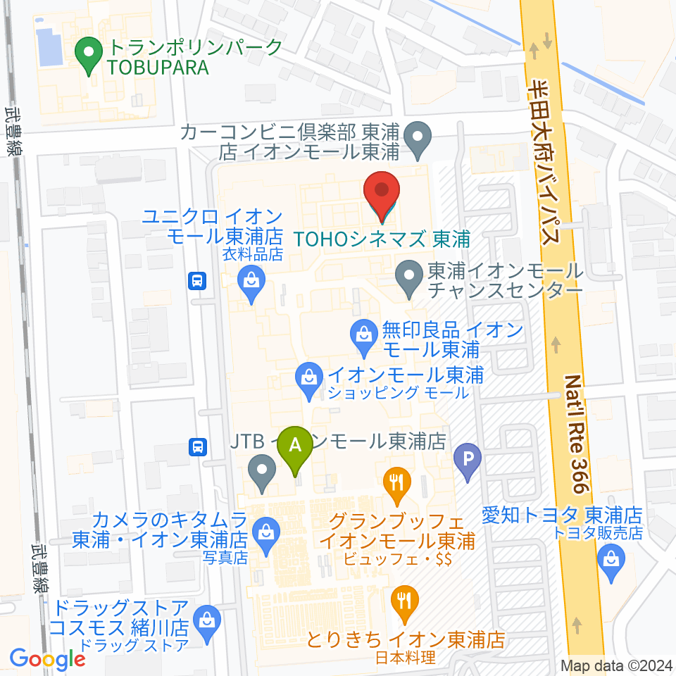 TOHOシネマズ東浦周辺のホテル一覧地図