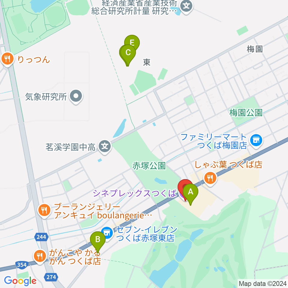 シネプレックスつくば周辺のホテル一覧地図