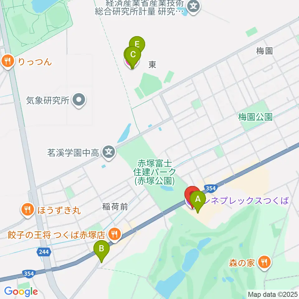 シネプレックスつくば周辺のホテル一覧地図