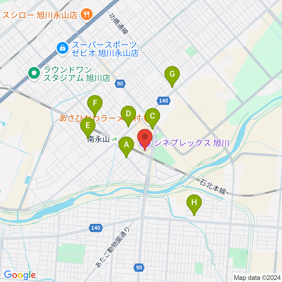 シネプレックス旭川周辺のホテル一覧地図