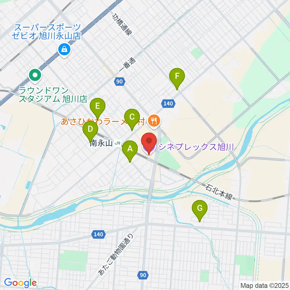 シネプレックス旭川周辺のホテル一覧地図