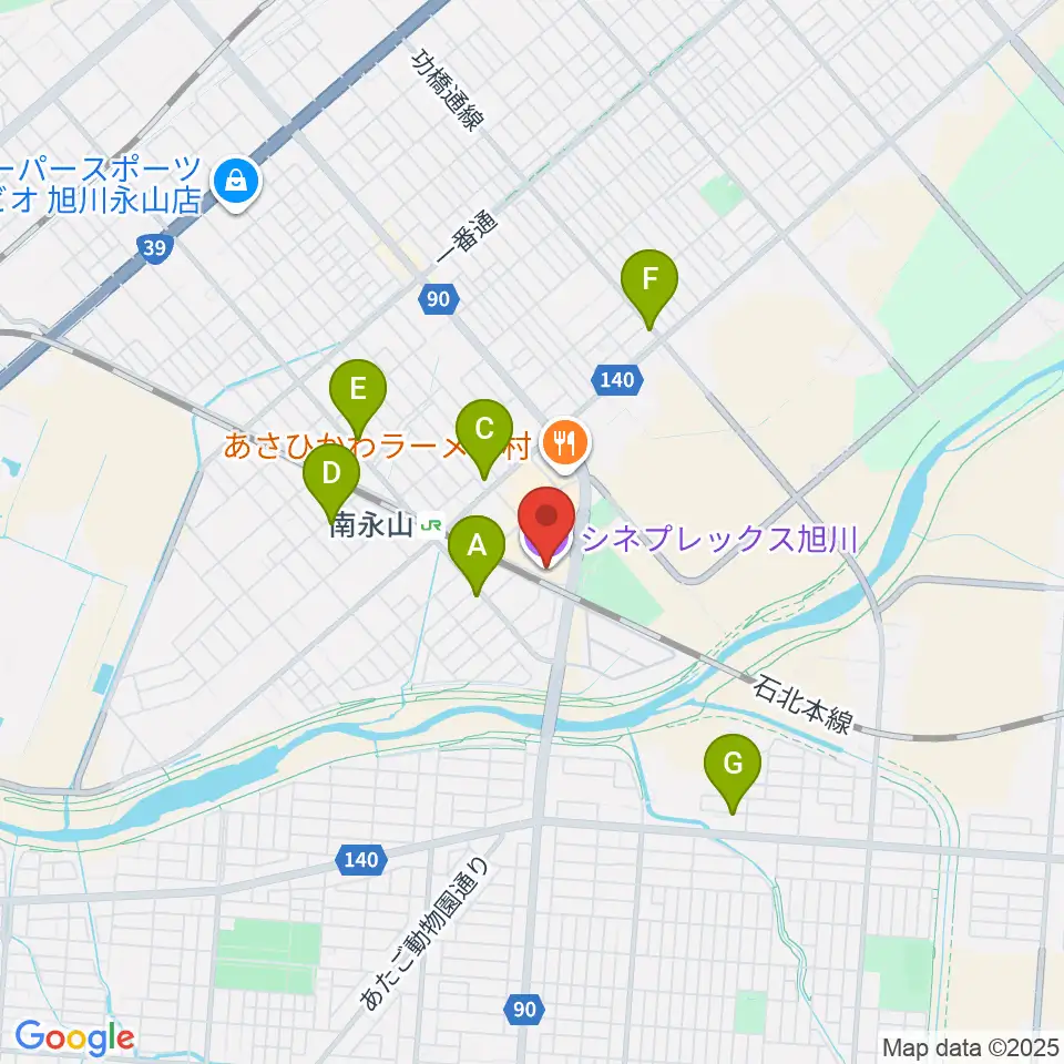 シネプレックス旭川周辺のホテル一覧地図