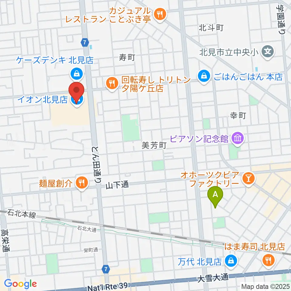 イオンシネマ北見周辺のホテル一覧地図