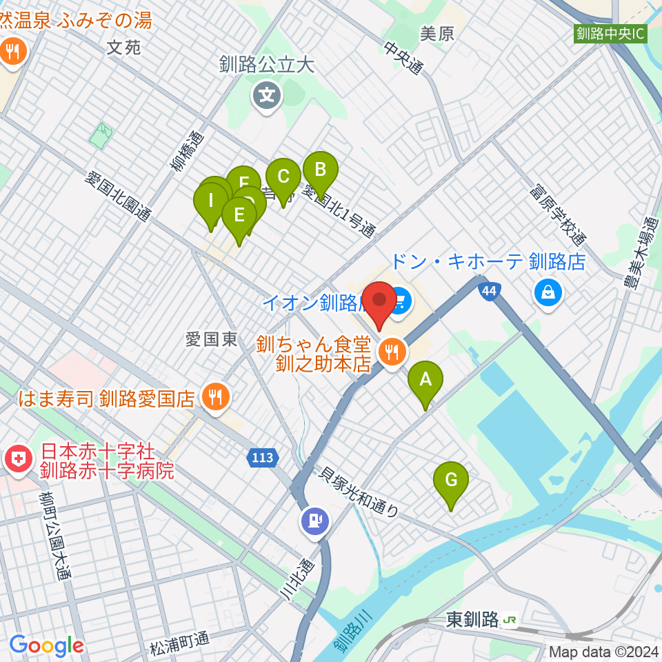 イオンシネマ釧路周辺のホテル一覧地図