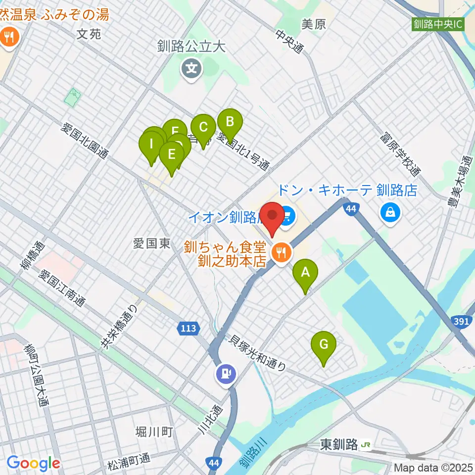 イオンシネマ釧路周辺のホテル一覧地図