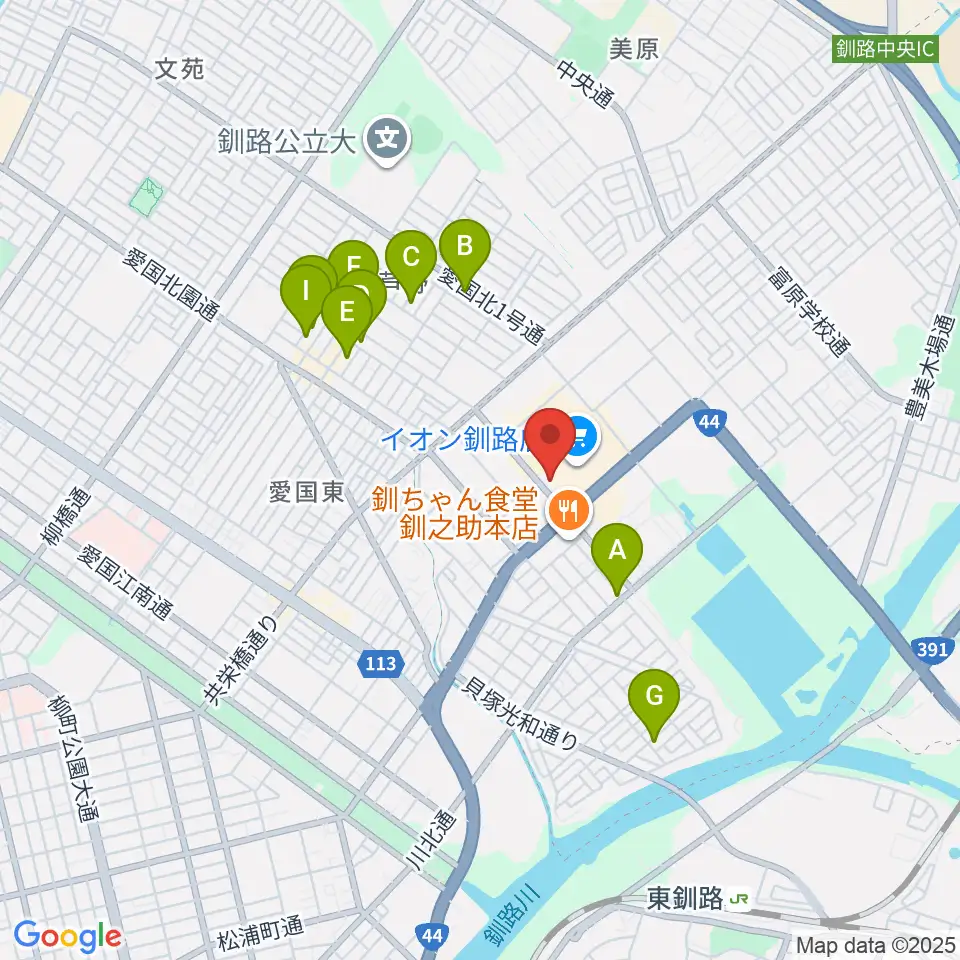 イオンシネマ釧路周辺のホテル一覧地図