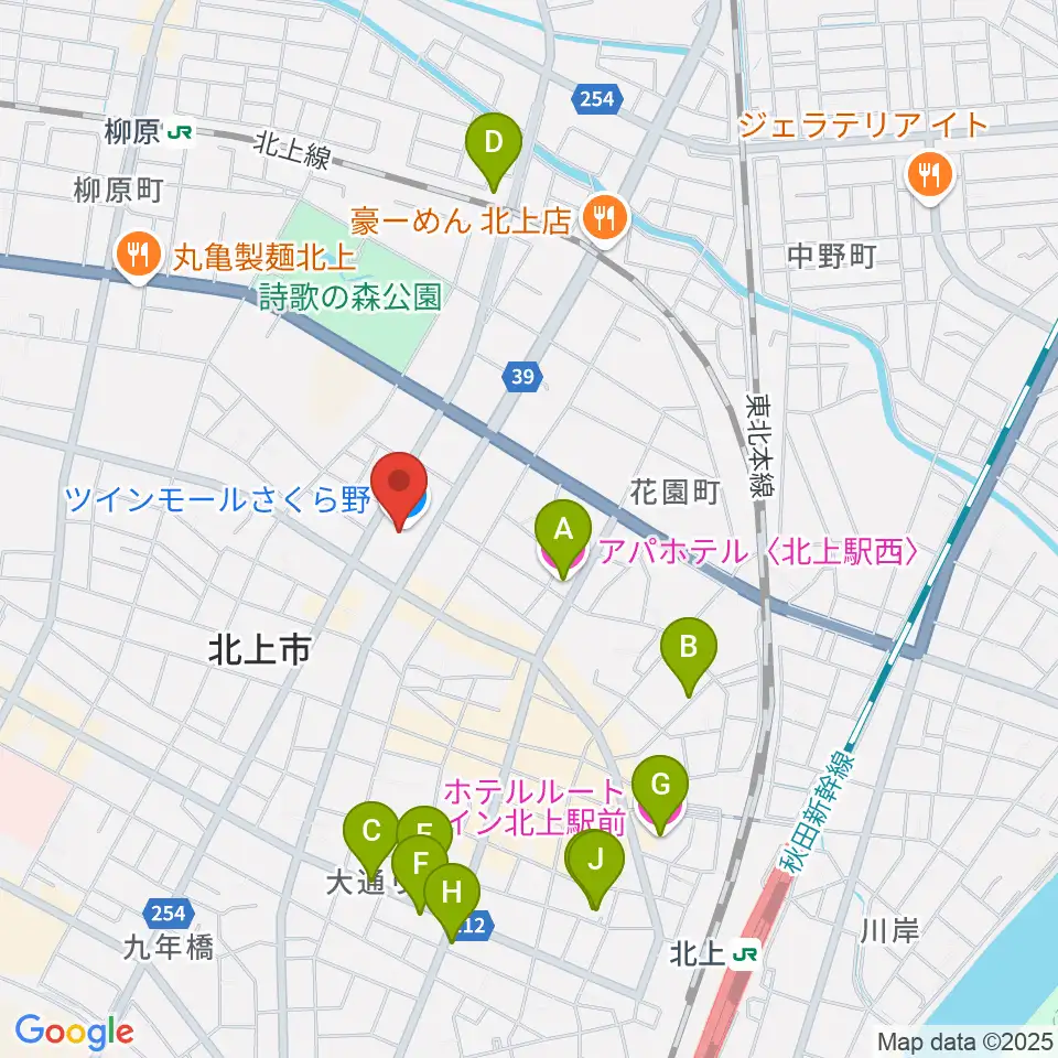 イオンシネマ北上周辺のホテル一覧地図