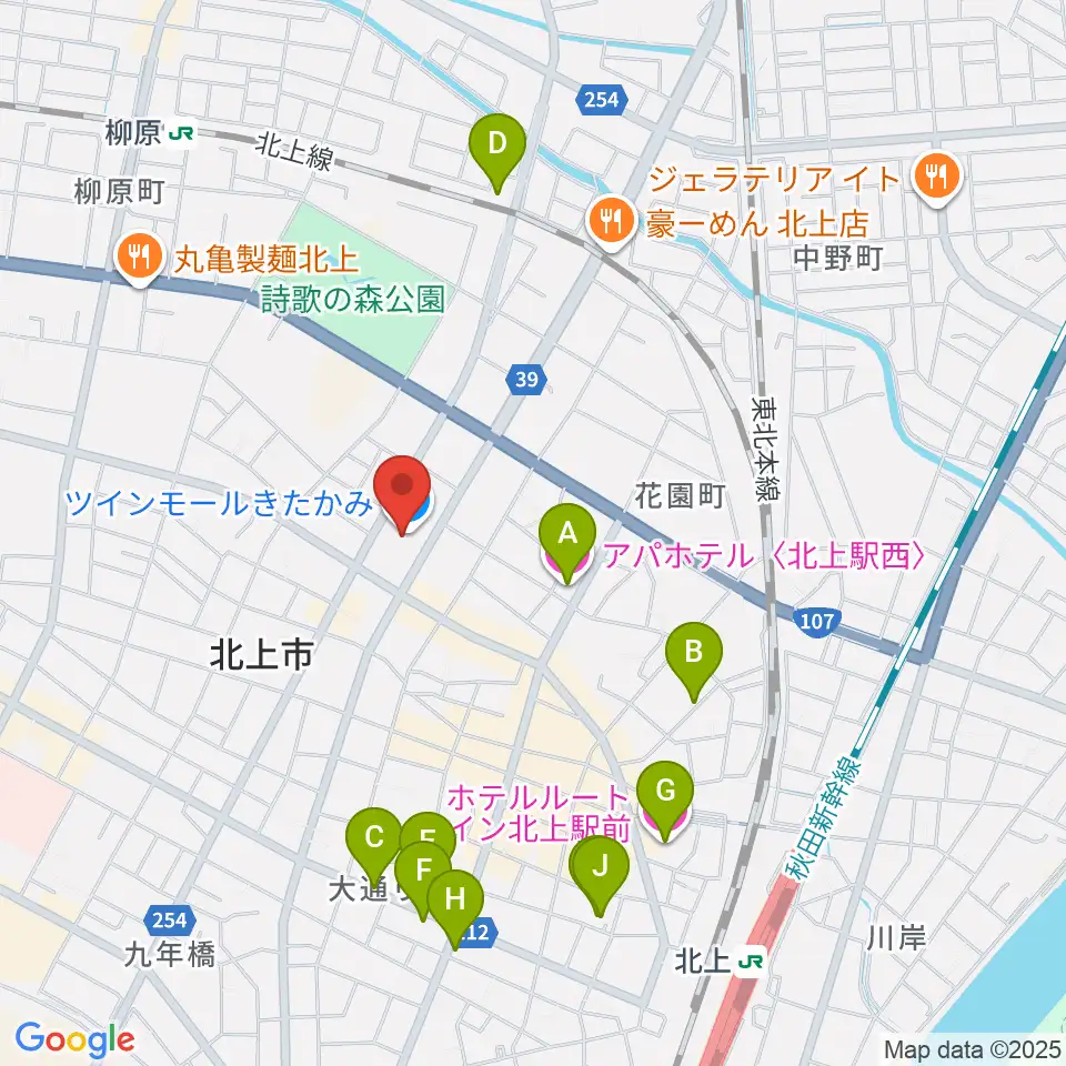 イオンシネマ北上周辺のホテル一覧地図
