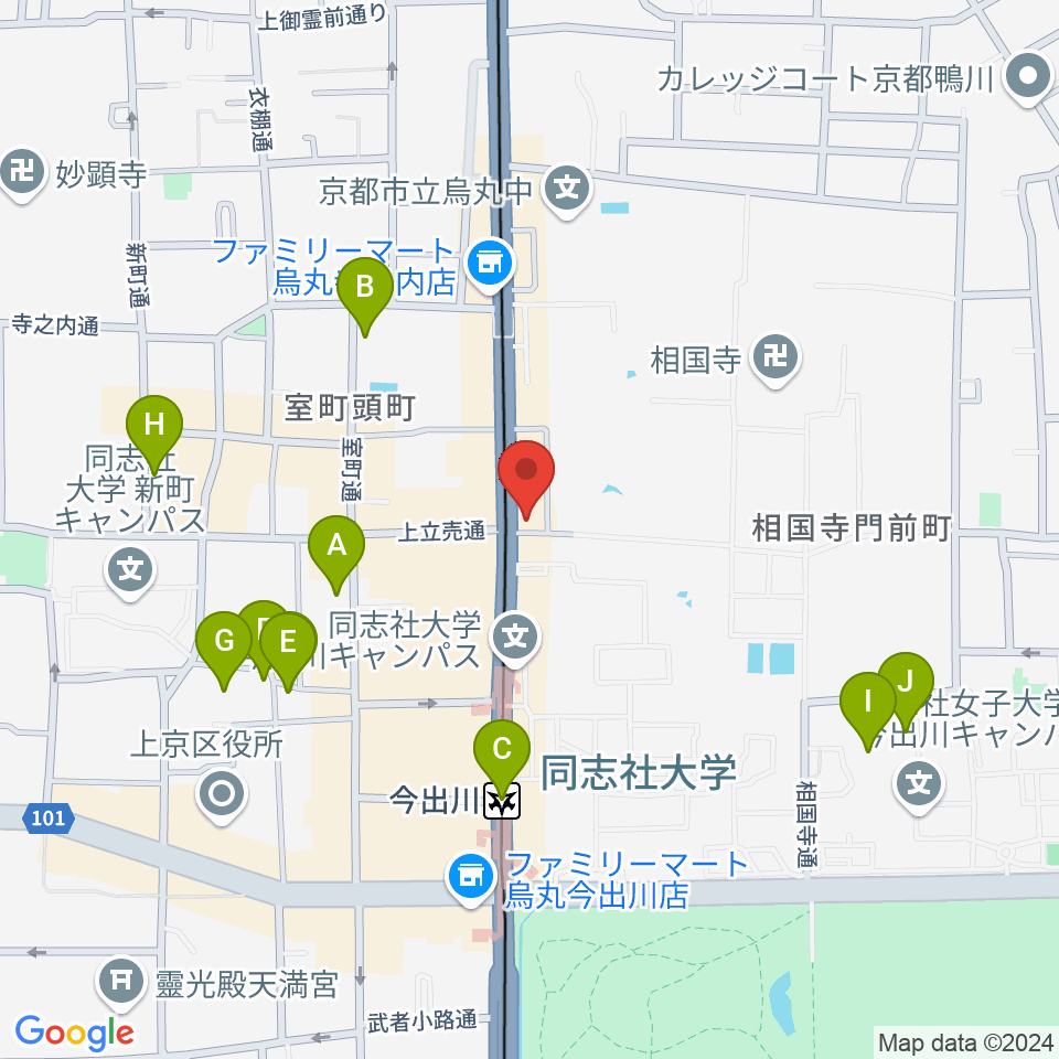 スタジオブル周辺のホテル一覧地図