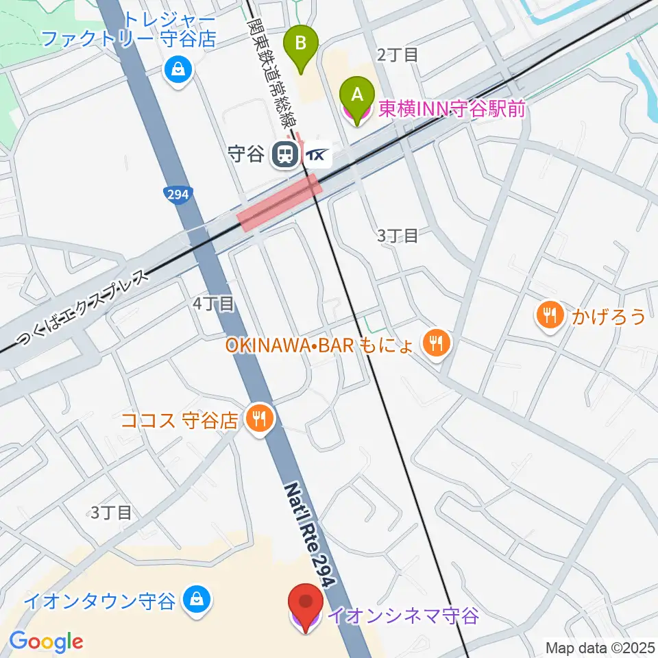 イオンシネマ守谷周辺のホテル一覧地図