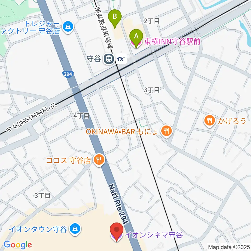 イオンシネマ守谷周辺のホテル一覧地図