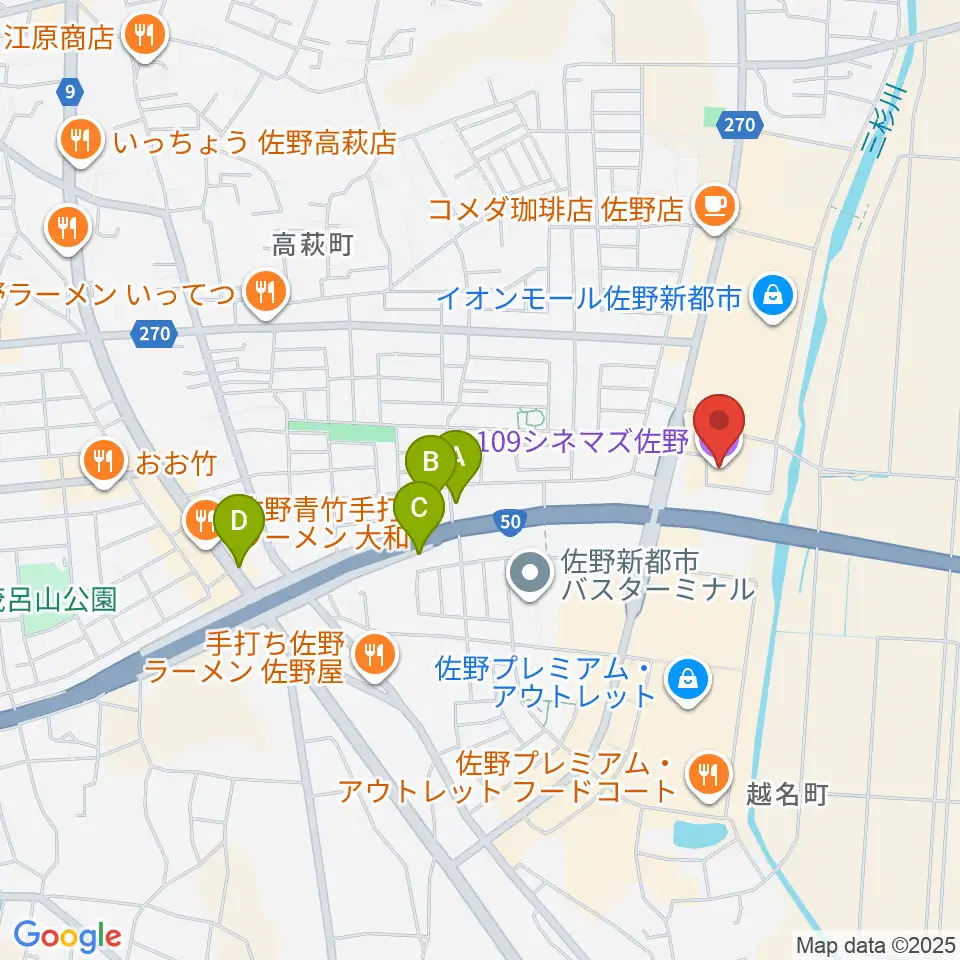 109シネマズ佐野周辺のホテル一覧地図