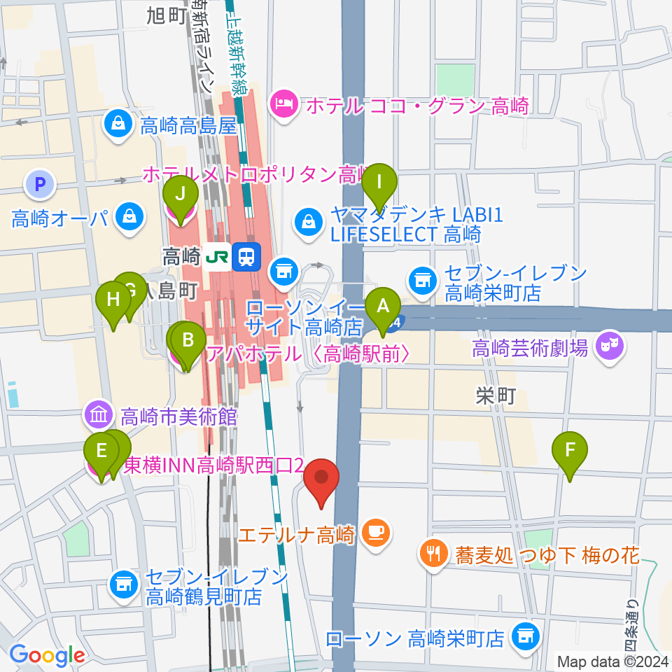 109シネマズ高崎周辺のホテル一覧地図