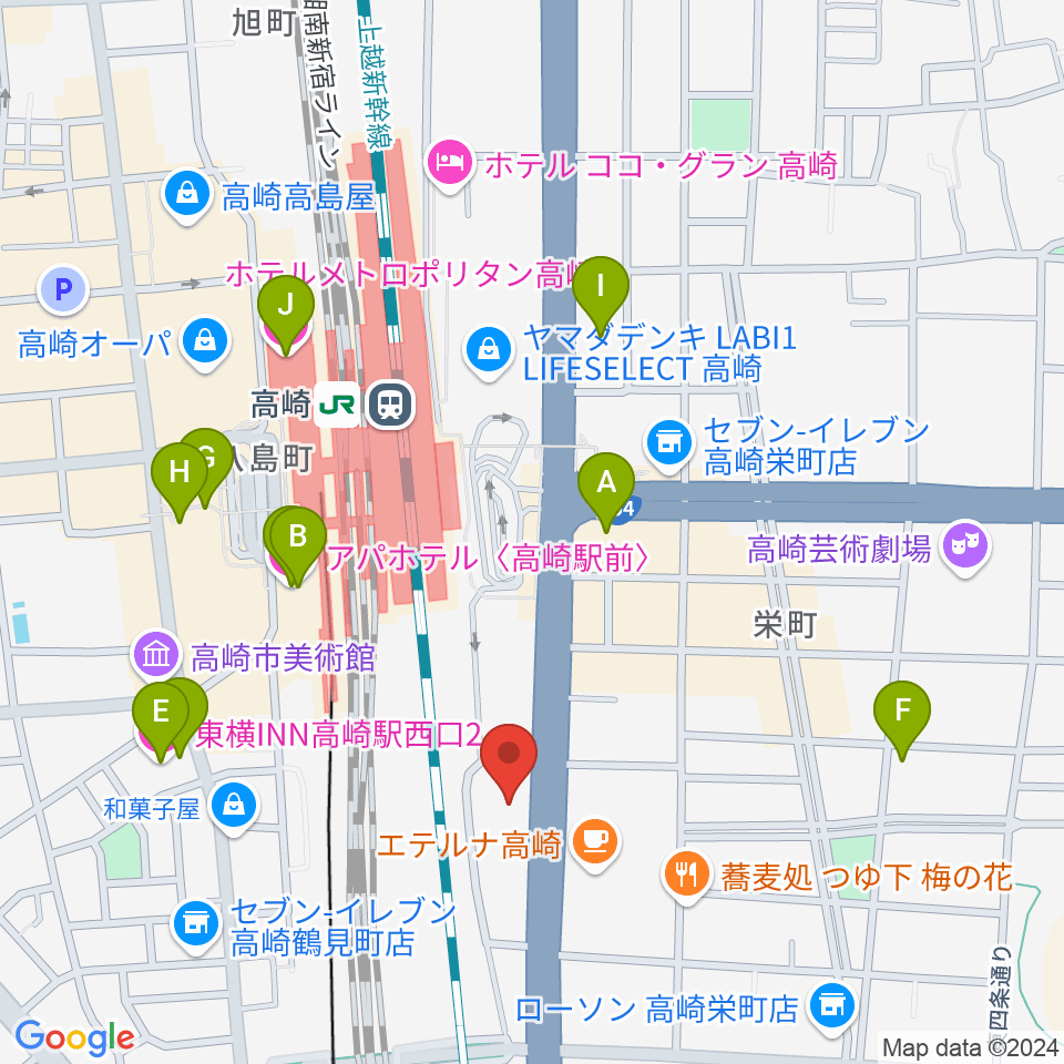 109シネマズ高崎周辺のホテル一覧地図