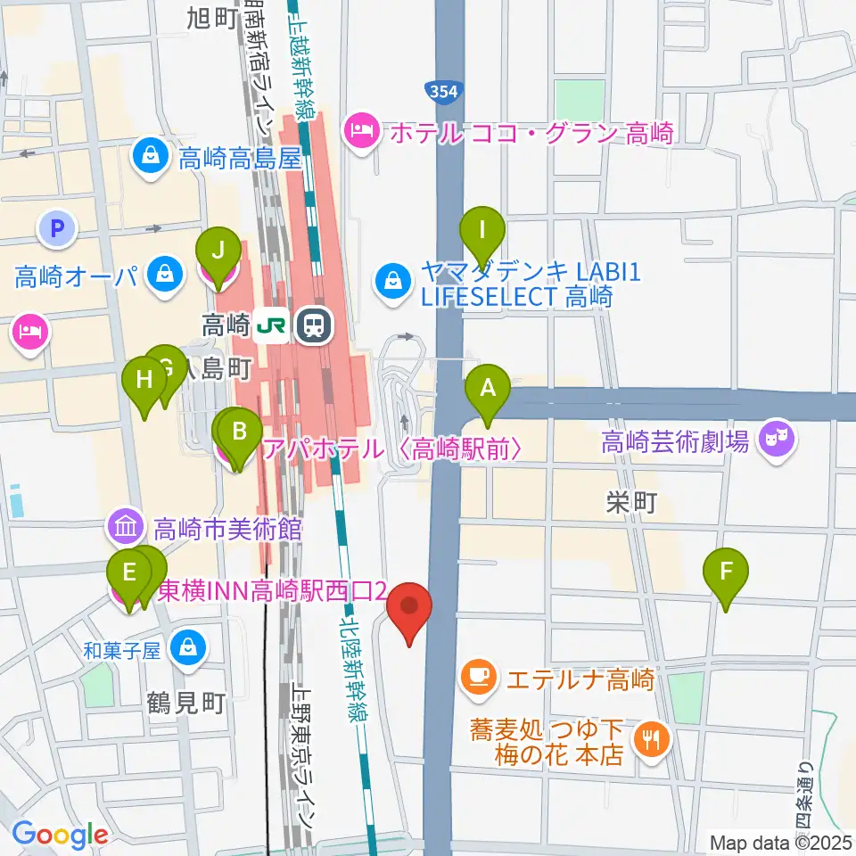 109シネマズ高崎周辺のホテル一覧地図
