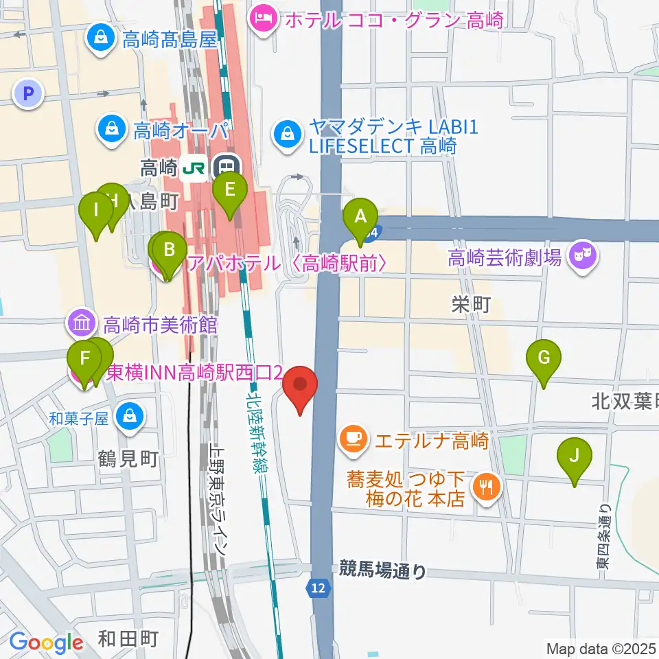 109シネマズ高崎周辺のホテル一覧地図