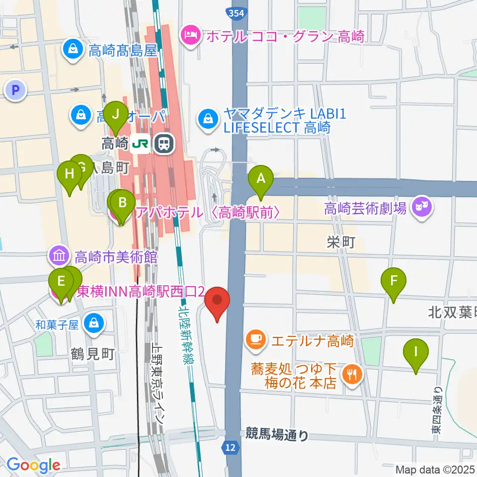 109シネマズ高崎周辺のホテル一覧地図