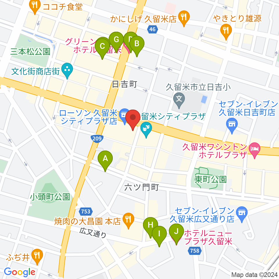 小川楽器 久留米シティプラザ店周辺のホテル一覧地図