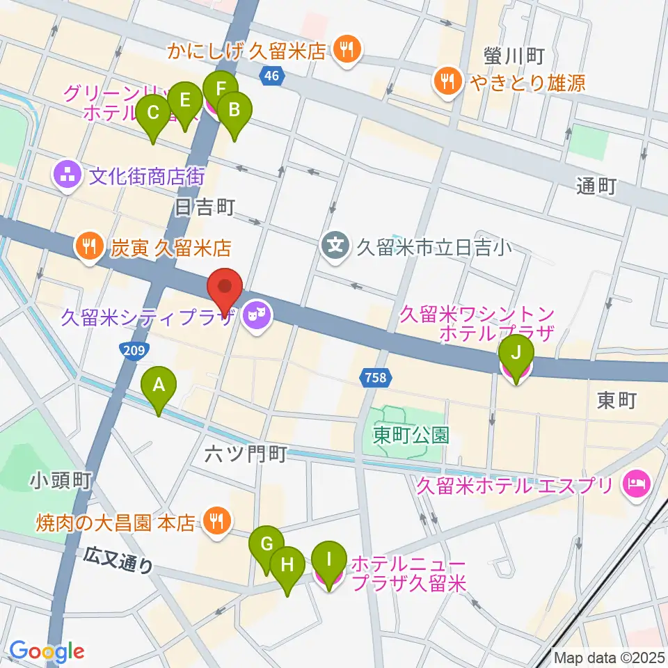 小川楽器 久留米シティプラザ店周辺のホテル一覧地図