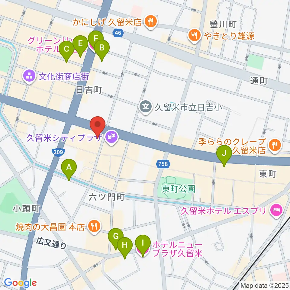 小川楽器 久留米シティプラザ店周辺のホテル一覧地図