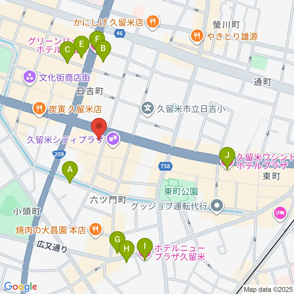 小川楽器 久留米シティプラザ店周辺のホテル一覧地図