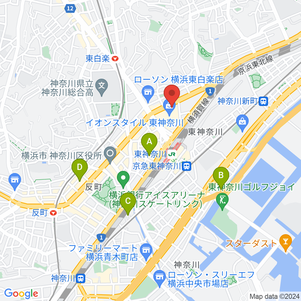 神奈川公会堂周辺のホテル一覧地図